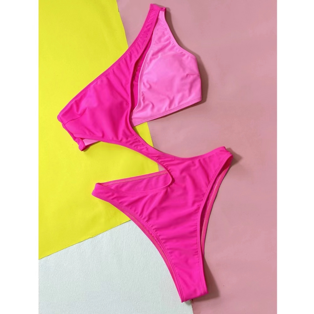 Pink One Shoulder Mature Women Mature Ladies Swimsuits One Piece Hollow Out Sexy Bikini 2024 swimwear for women