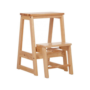 OEM children wood stool solid wooden ladder chair folding wooden step stool kitchen helper stool for toddlers