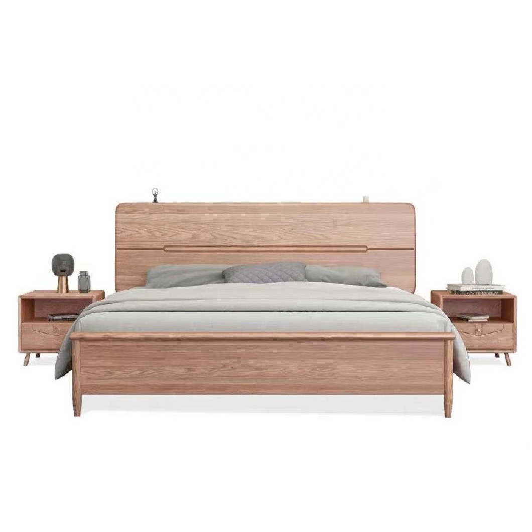 Modern Luxury Brown Color Wooden Bed Furniture Frame Bed For Bedroom