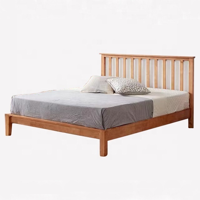 Classic Modern Solid Wood Bed Slat Support 1.5m Platform Wooden Single Bed Frame