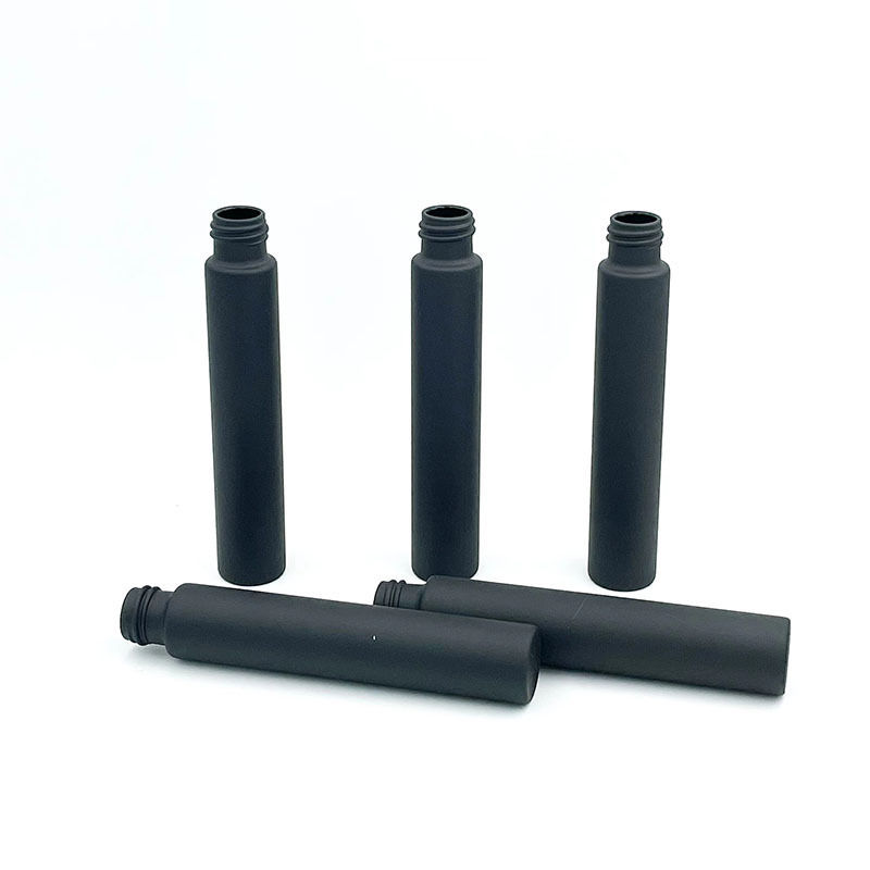 Matte black pre child resistant roll tube packaging borosilicate glass tube