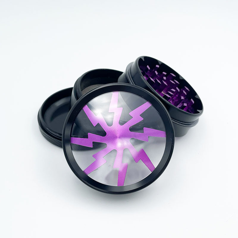 63mm herb grinder with free oem logo aluminum grinder herb cute pattern picture herb grinder lighting style