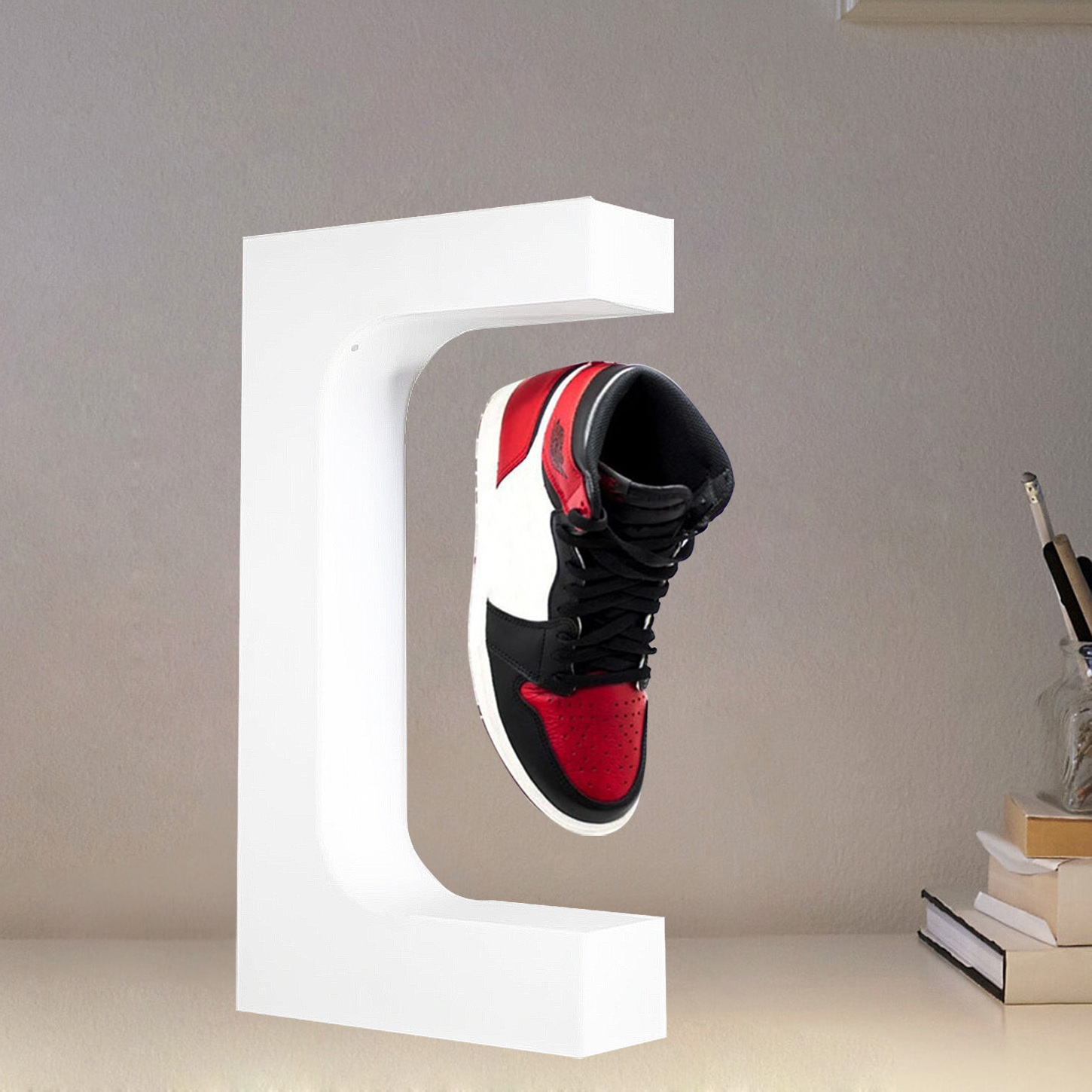 Floatidea Magnetic Levitating Shoe Display Floating Acrylic Holder Levitation Rotating Antigravity Stand Turntable Sneakers Devi