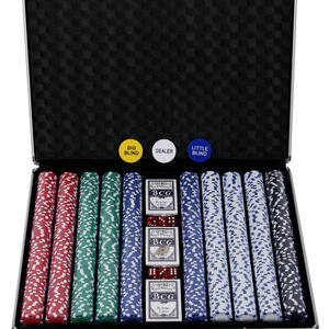 1000pcs poker chip set with 1000pcs 11.5g dice poker chips in silver alum case