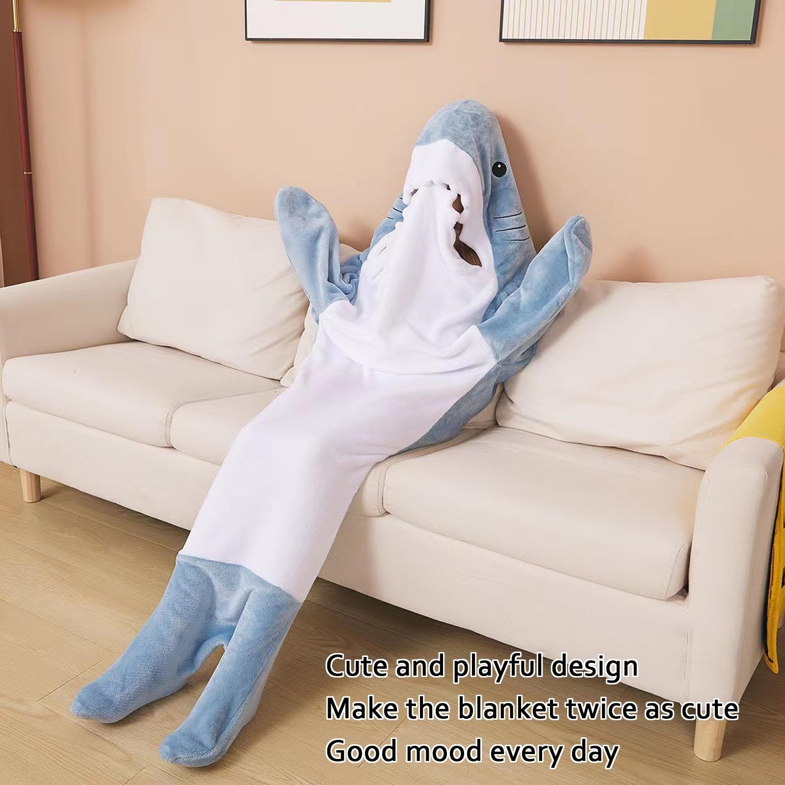 Shark Onesie Adult Shark Blanket Hoodie Onesie Hoodie Shark Sleeping Bag Blanket for Adults Kids