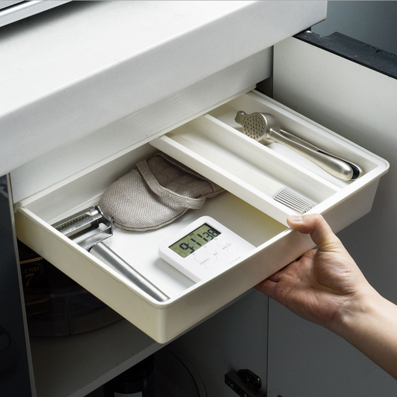 Office Hidden Self Adhesive Punch-Free Under Cabinet Desk Storage Drawer Under the Desk Drawer Organizer