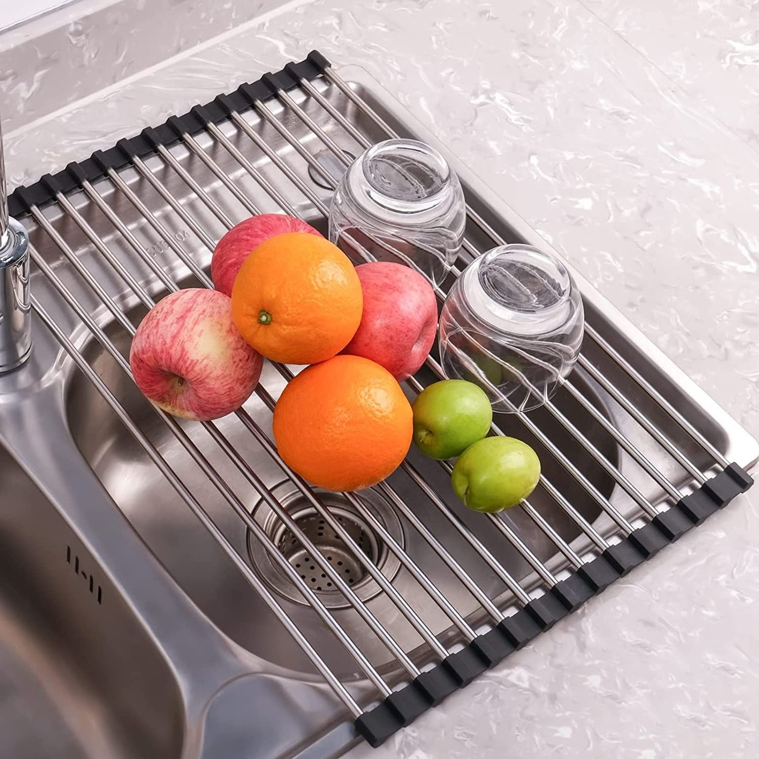 Folding Dry Sink Kitchen Plastic Drying Sink Rack Folding Stainless Steel Drain Rack