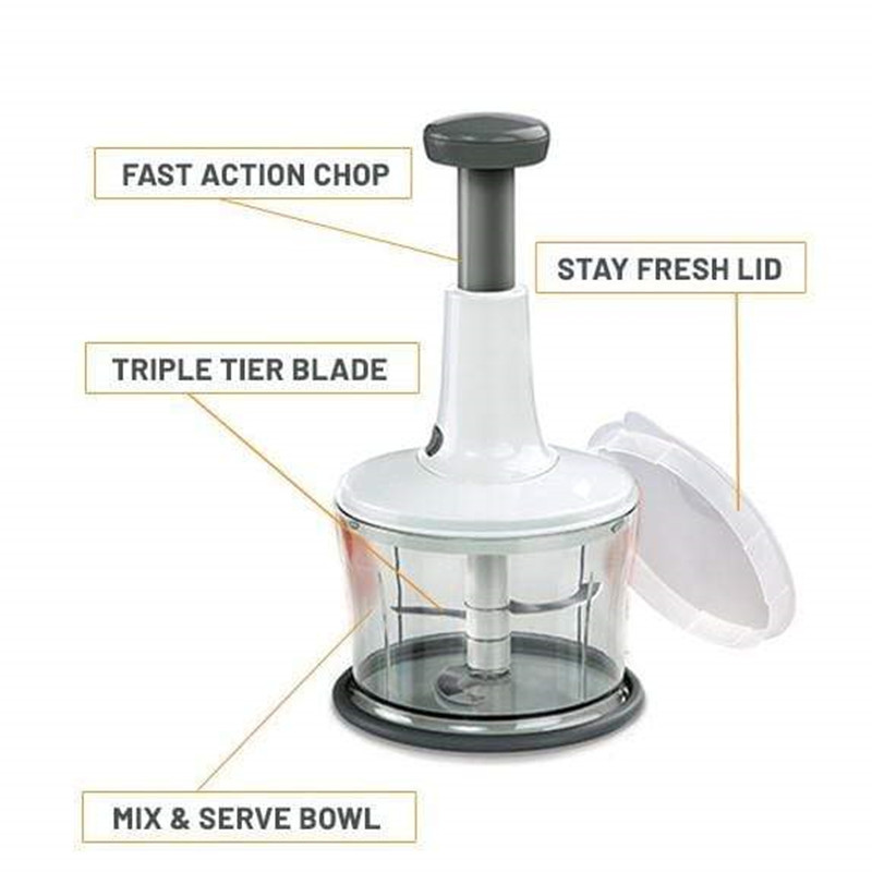 One-Touch Food Processor 5 Times Manual Hand Held Chopper Salad Spinner Cortador De Verduras Hand Press Vegetable Chopper