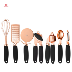 7 Pieces Kitchenware Gadgets Set Copper Coated Stainless Steel Kitchen Utensils with Soft Touch Handles