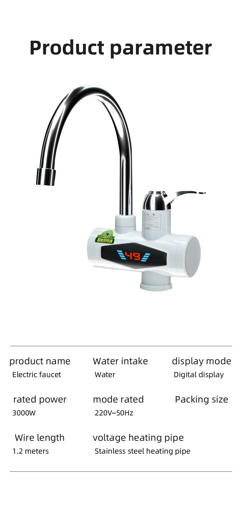 110/220V Electric Water Tap Sensor Faucet Tankless Electric Water Faucet Instant Water Heaters