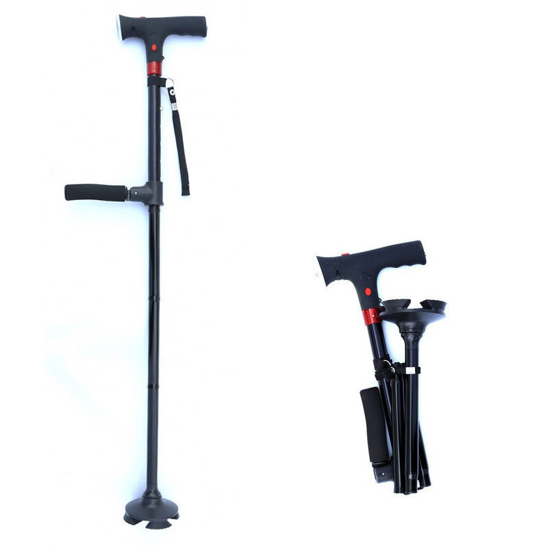 Custom Folding Adjustable Led Light Mobility Aids Collapsible Cane Old Men People Crutch Elderly Foldable Walking Sticks