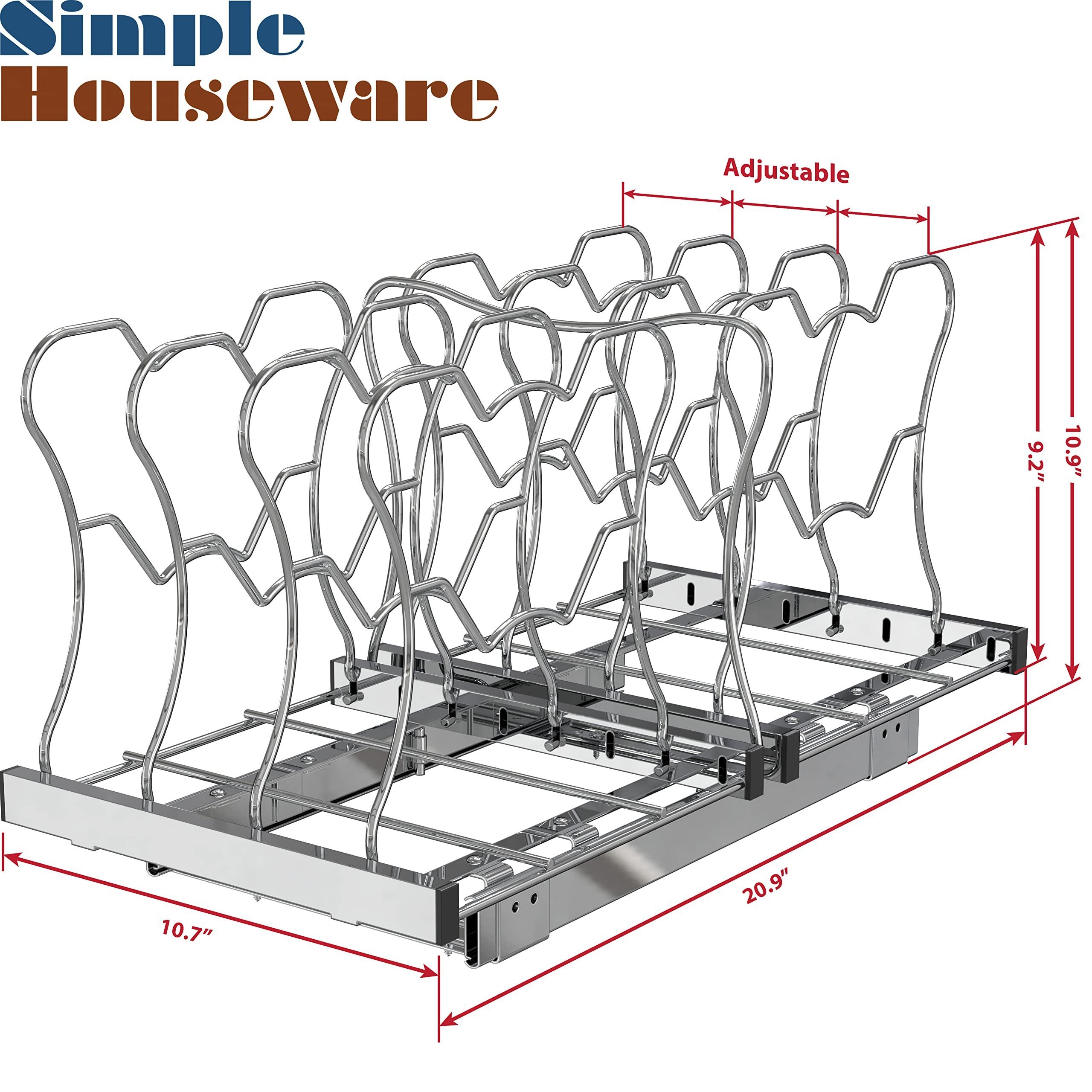 Simple Houseware Organizer Pull Out Under Cabinet Sliding Shelf for Pantry Pan and Pot Lid