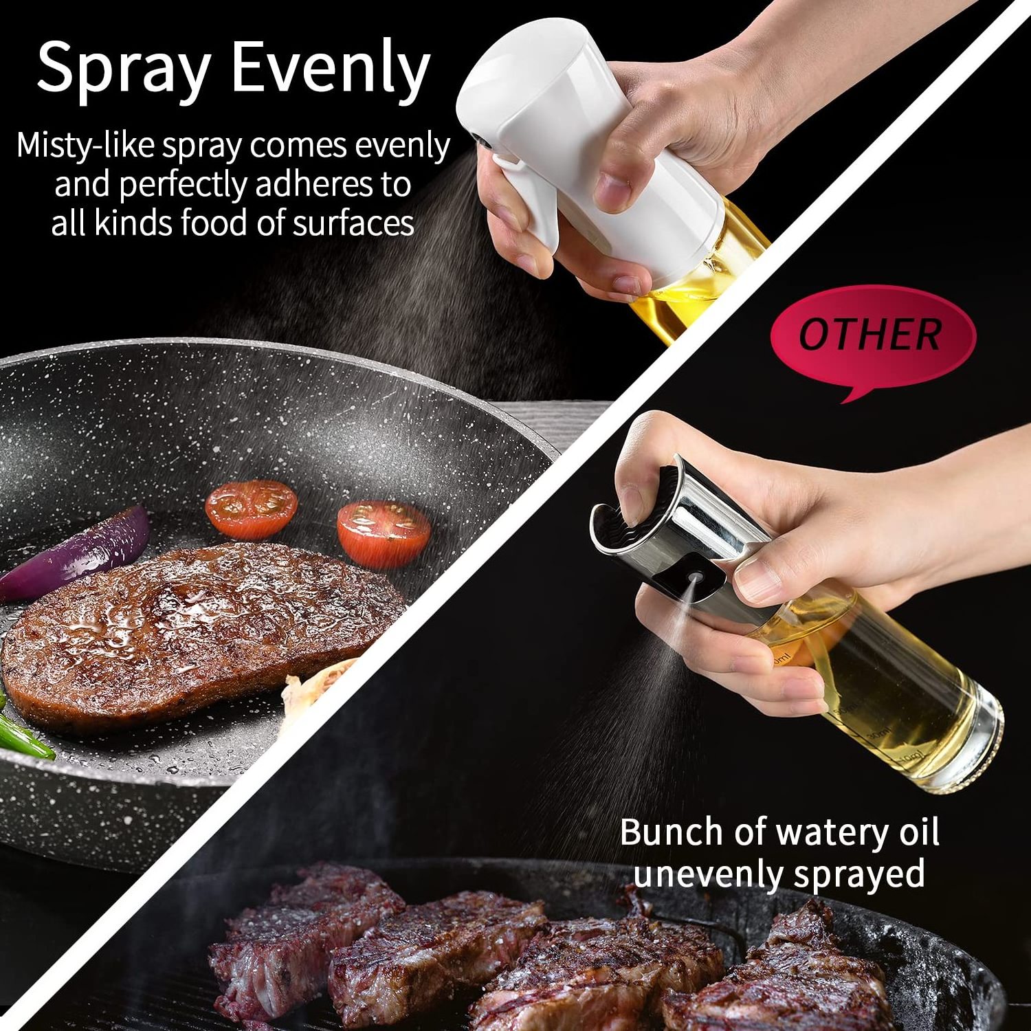 Kitchen Gadgets Multifunctional Oil Spray 200ml Glass Olive Oil Spray Bottle for Cooking