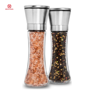 Adjustable Coarse Himalayan Sea Salt Spice Grinder Tall Glass Salt and Pepper Shakers Stainless Steel Salt and Pepper Grinder