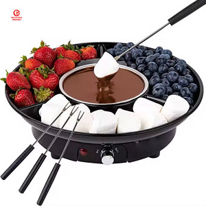 Temperature Control Detachable Serving Trays Chocolate Cheese Fondue Electric Fondue Pot Set With 2 Roasting Forks