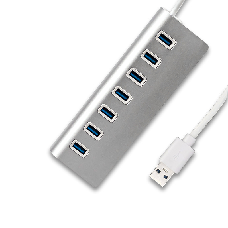 High Speed 7 Ports Aluminum Alloy 3.0 USB Hub Splitter 5Gbps Charging Data Sync Adapter Portable for Macbook PC Computer Laptop