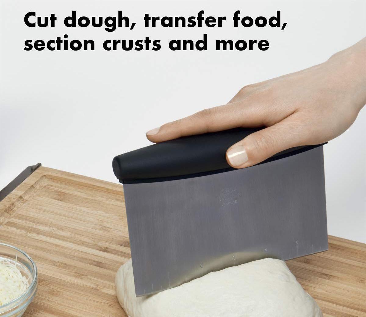 Measuring Scale Kitchen Baking Tools Stainless Steel Dough Cutter Scraper Utensil with Plastic Handle