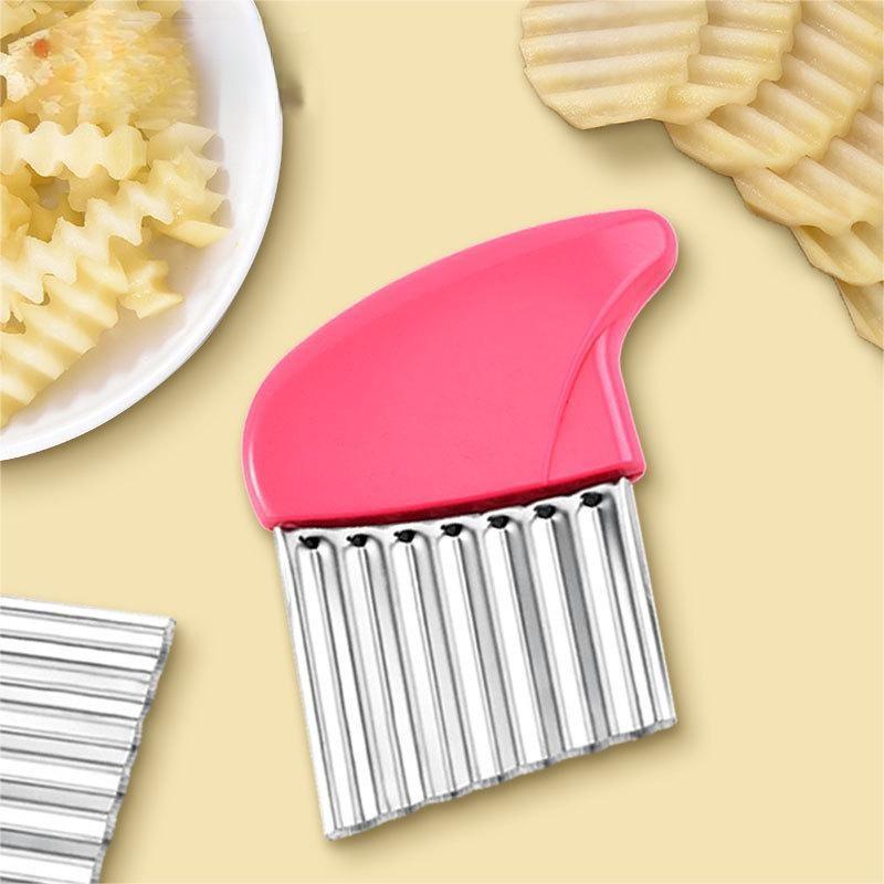 Home Kitchen Stainless Steel Blade Wavy Knife Quick Vegetable Chopper French Fries Slicer Handheld Cutter Potato Crinkle Cutter