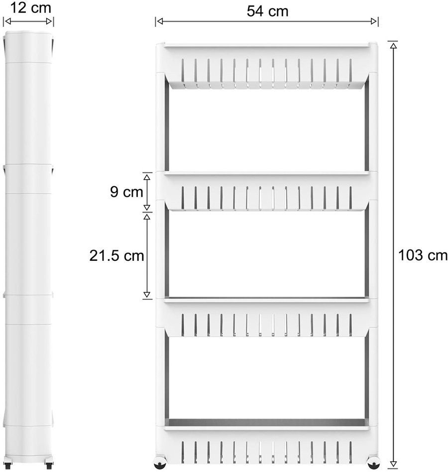 Slim Storage 4 Tier Slide Out Tower Pull Out Pantry Shelves Cart For Kitchen