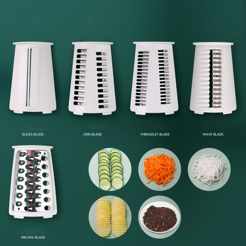 5 in 1 Tumbling Box Mandoline Vegetable Julienne Grater Slicer Rotary Cheese Grater Shredder with Handle