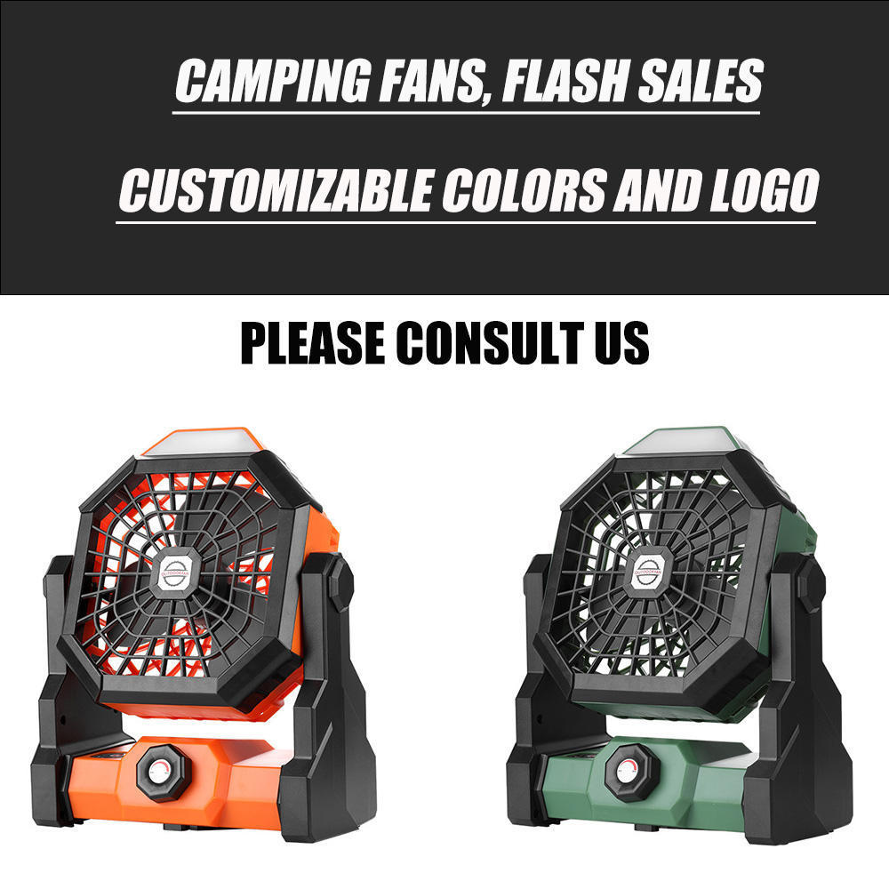 Battery Powered and Rechargeable Portable Fan Camping Led Light Hook Hang Outdoor Camping Fan