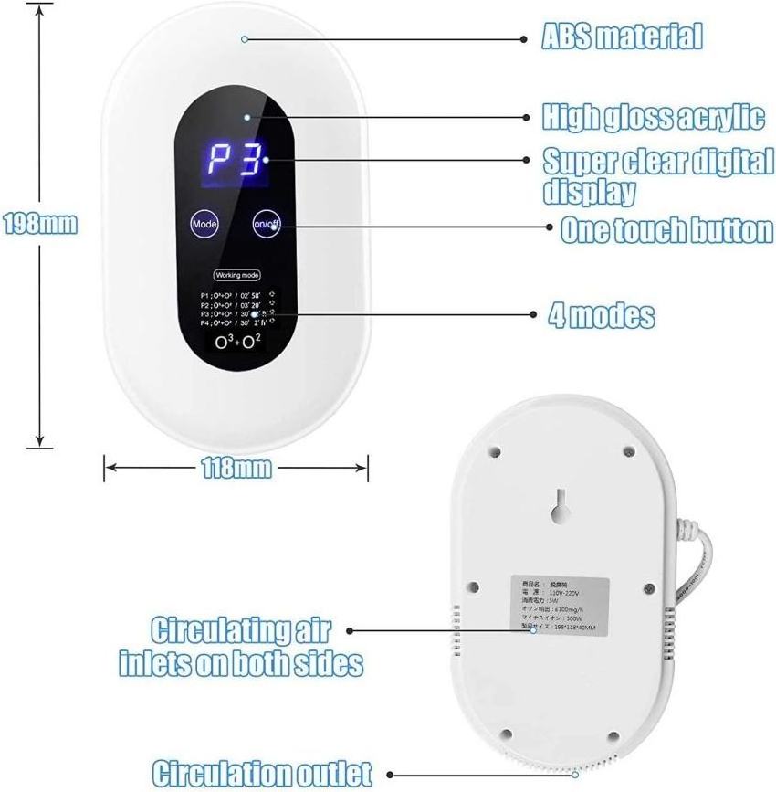 Air Purifier Deodorization Home Air Ionizers Deodorizer with 4 Modes Automatic Timing Function for Rooms Smoke Pet