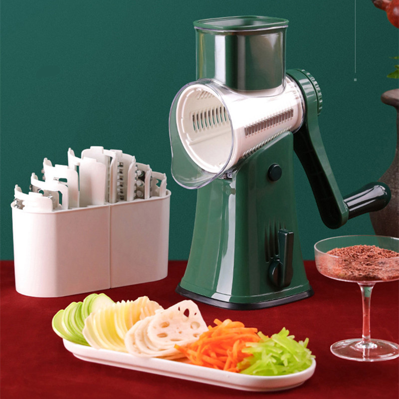 5 in 1 Tumbling Box Mandoline Vegetable Julienne Grater Slicer Rotary Cheese Grater Shredder with Handle