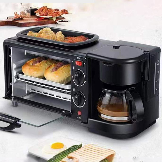 3 In 1 Breakfast Makers Set Multifunctional Machine With Toaster Oven Coffee Maker Frying Pan