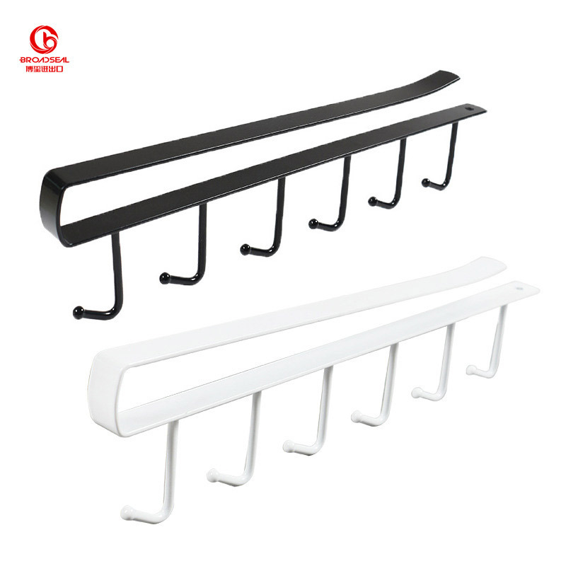 Kitchen Hanger Iron Shelf Free Of Punch Rack Multifunction Hanger for Kitchen Gadgets Cabinet Cupboard Dish 6 Hook Organizer