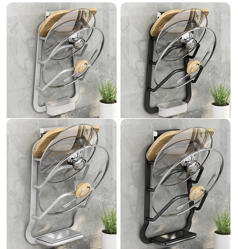 Slot Pot Lid 2/3 layers Wall-mounted Holder Pan Cover Rack Kitchen Pot Hanging 3 Layers Pan Cover Rack Pot Lid Holder