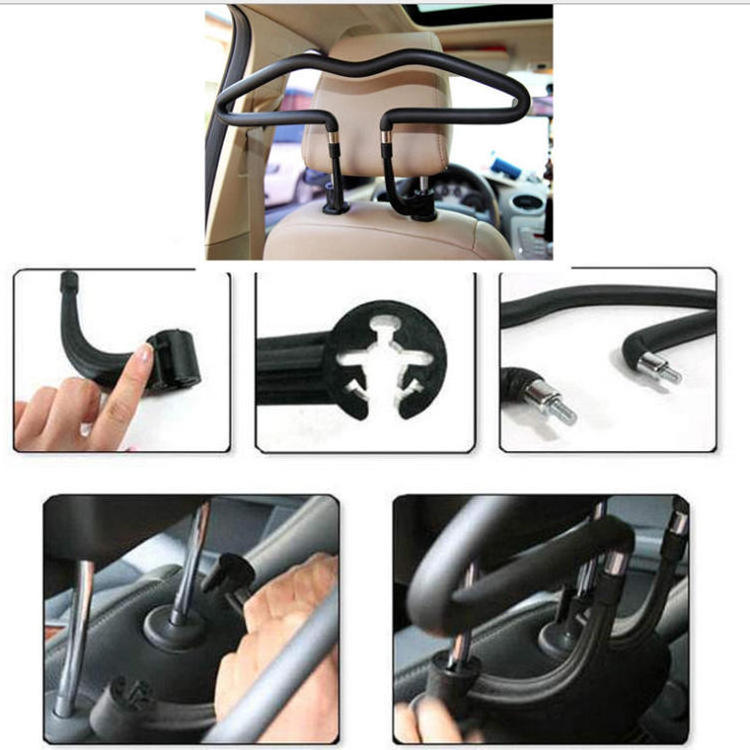 Black Car Clothes Holder Soft Car Coat Hangers Back Seat Headrest Coat Clothes Hanger Jackets Suits Holder Rack Car Supplies