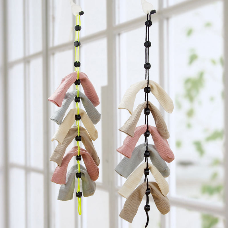 Socks Storage Organizer Adjustable Socks Drying Hanging Rope Home Portable Non-slip Socks Dry Hanger