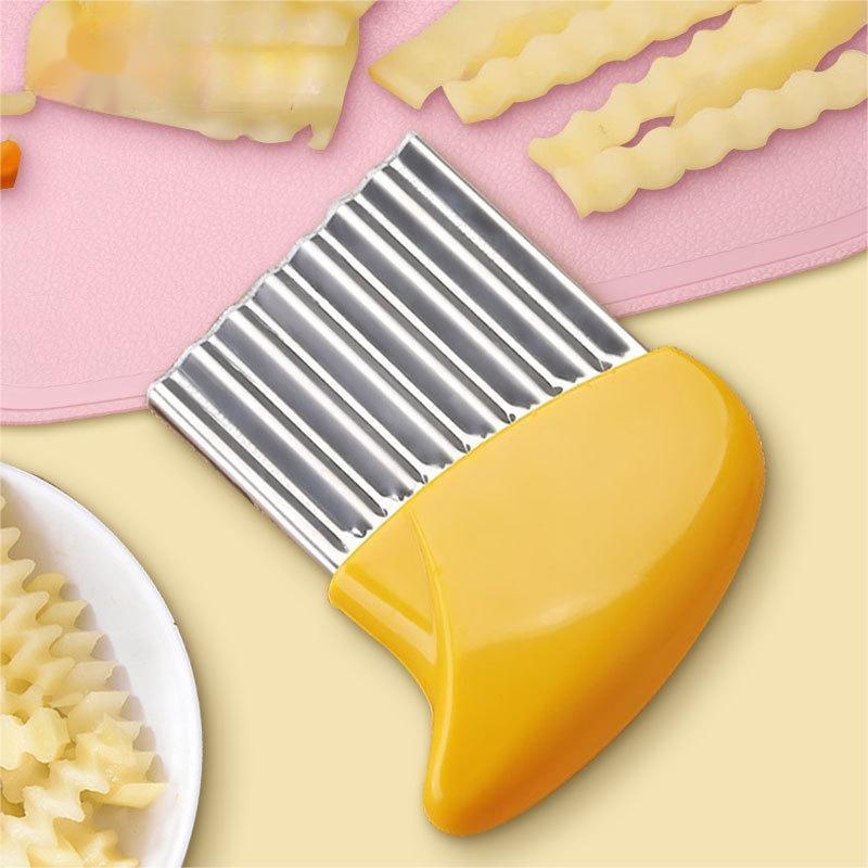 Home Kitchen Stainless Steel Blade Wavy Knife Quick Vegetable Chopper French Fries Slicer Handheld Cutter Potato Crinkle Cutter