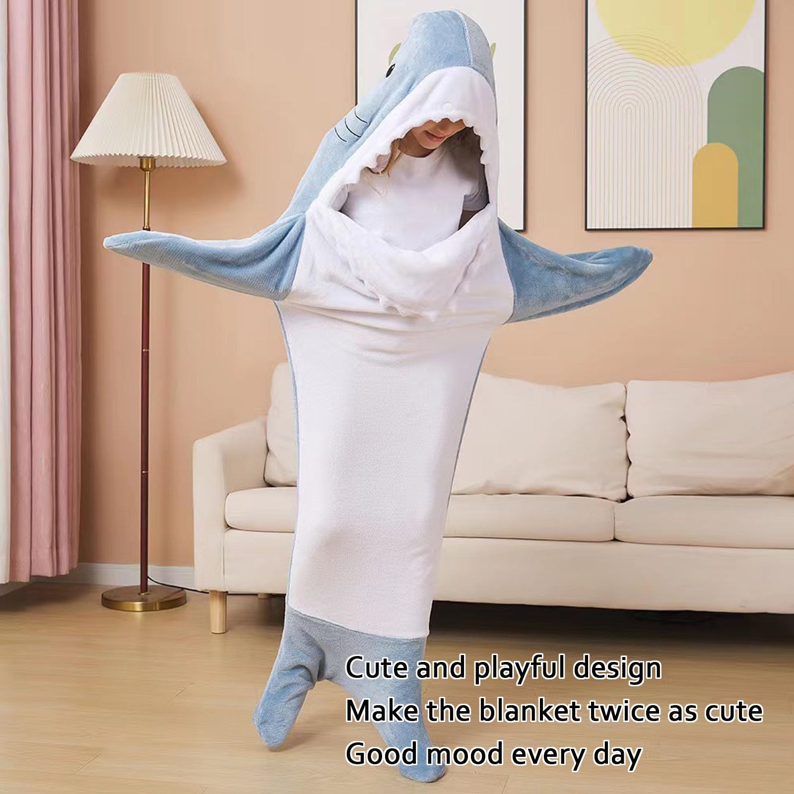 Shark Onesie Adult Shark Blanket Hoodie Onesie Hoodie Shark Sleeping Bag Blanket for Adults Kids