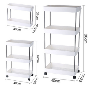 4 Tier Slim Storage Cart Mobile Shelving Unit Organizer Slide Out Storage Rolling Utility Cart Tower Rack for Kitchen