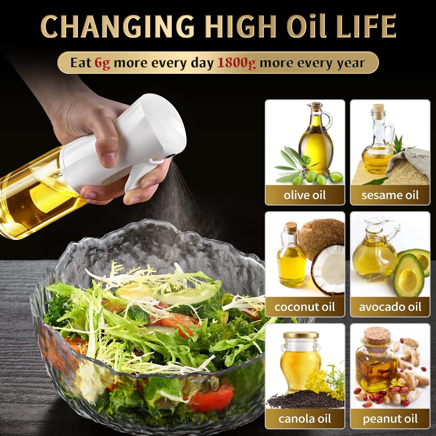 Kitchen Gadgets Multifunctional Oil Spray 200ml Glass Olive Oil Spray Bottle for Cooking