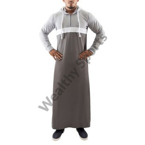 2024 Muslim Men's Clothing Middle Eastern Arab Dubai Islamic Men Arabic Hooded Thobe Jubbah Kaftan Winter Material Thobes