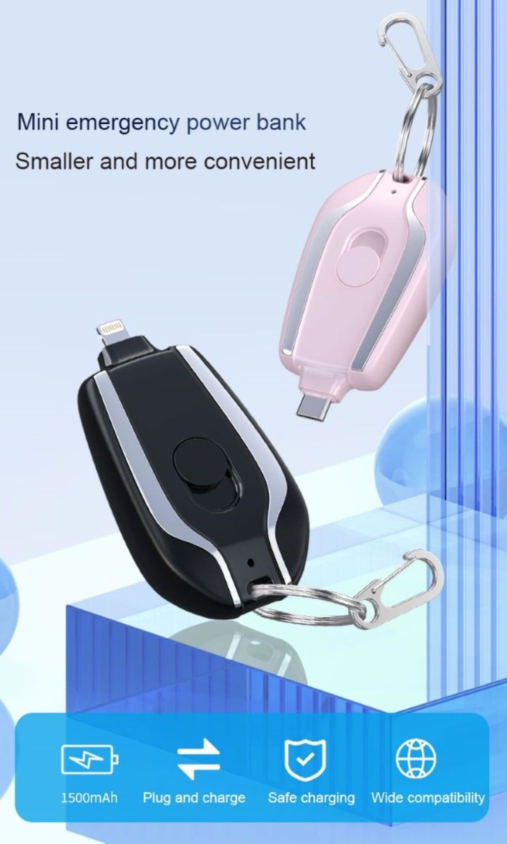 Best new products 2023 keyring power bank mini 1500 mah power bank