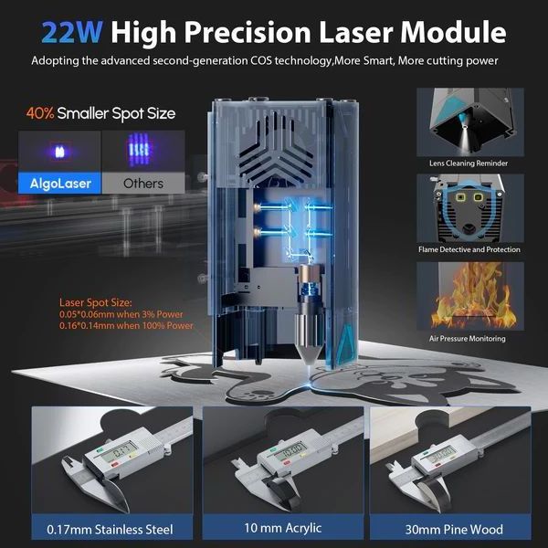 Algolaser Delta Mini Small Laser Wood Carving CNC Machine Acrylic DIY 3d 22W Diode Laser Engraving Machines