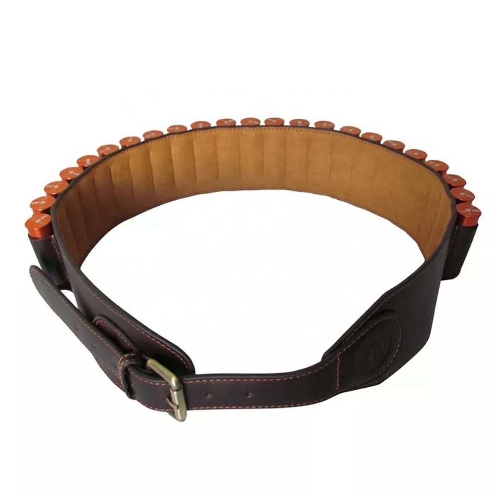 Brown Genuine Leather Ammo Holder Carrier for Shooting Bandolier Hunting  Accessories Leather 12 Gauge Shoting Cartridge Belt