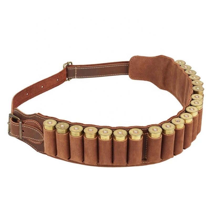 Brown Genuine Leather Ammo Holder Carrier for Shooting Bandolier Hunting  Accessories Leather 12 Gauge Shoting Cartridge Belt