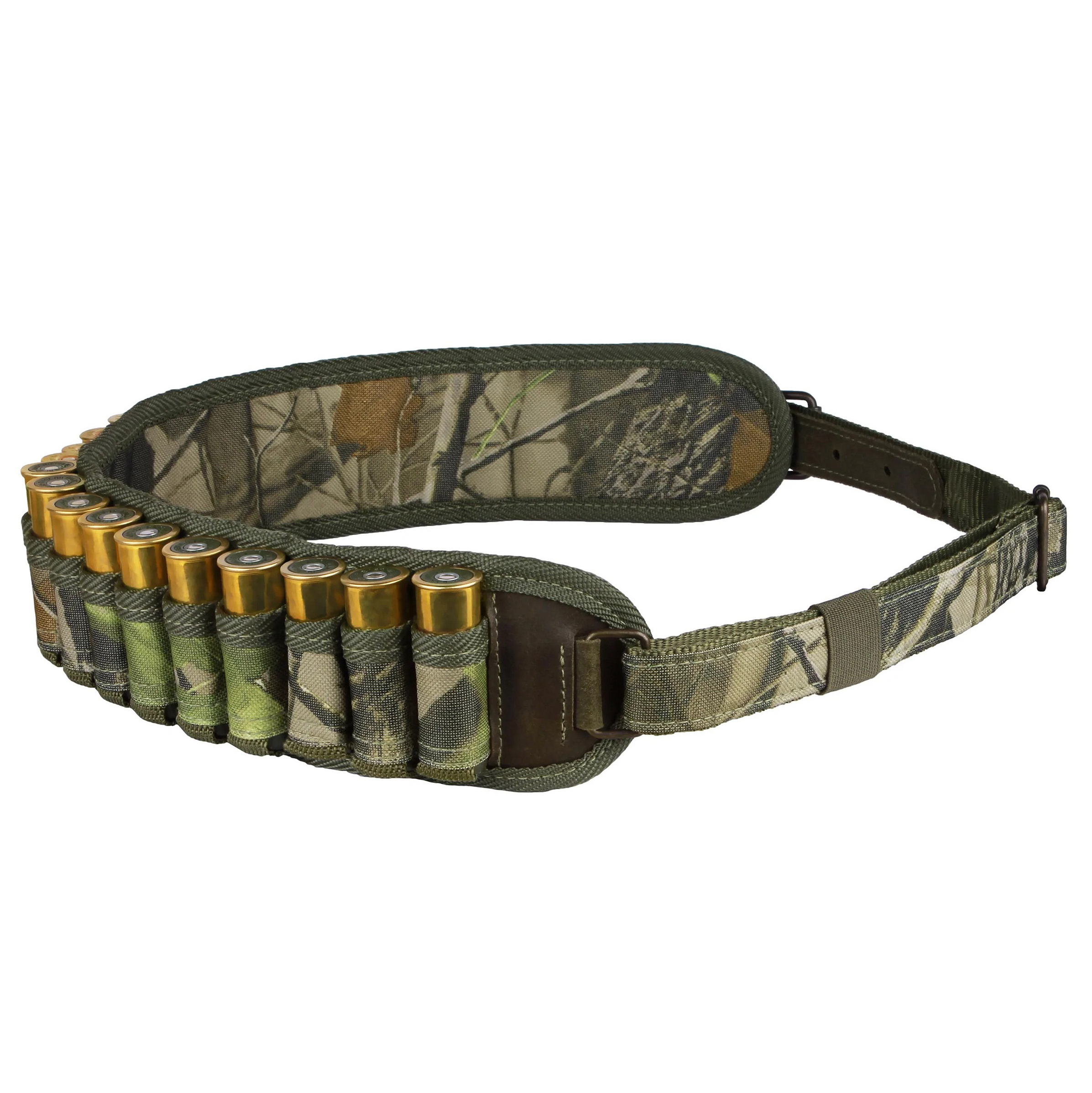 Ammo Holder Belt 12 & 16 Gaug Green Camo Hunting Cartridge Belt High Quality 100% Polyester D600 PVC Cartridge Belt