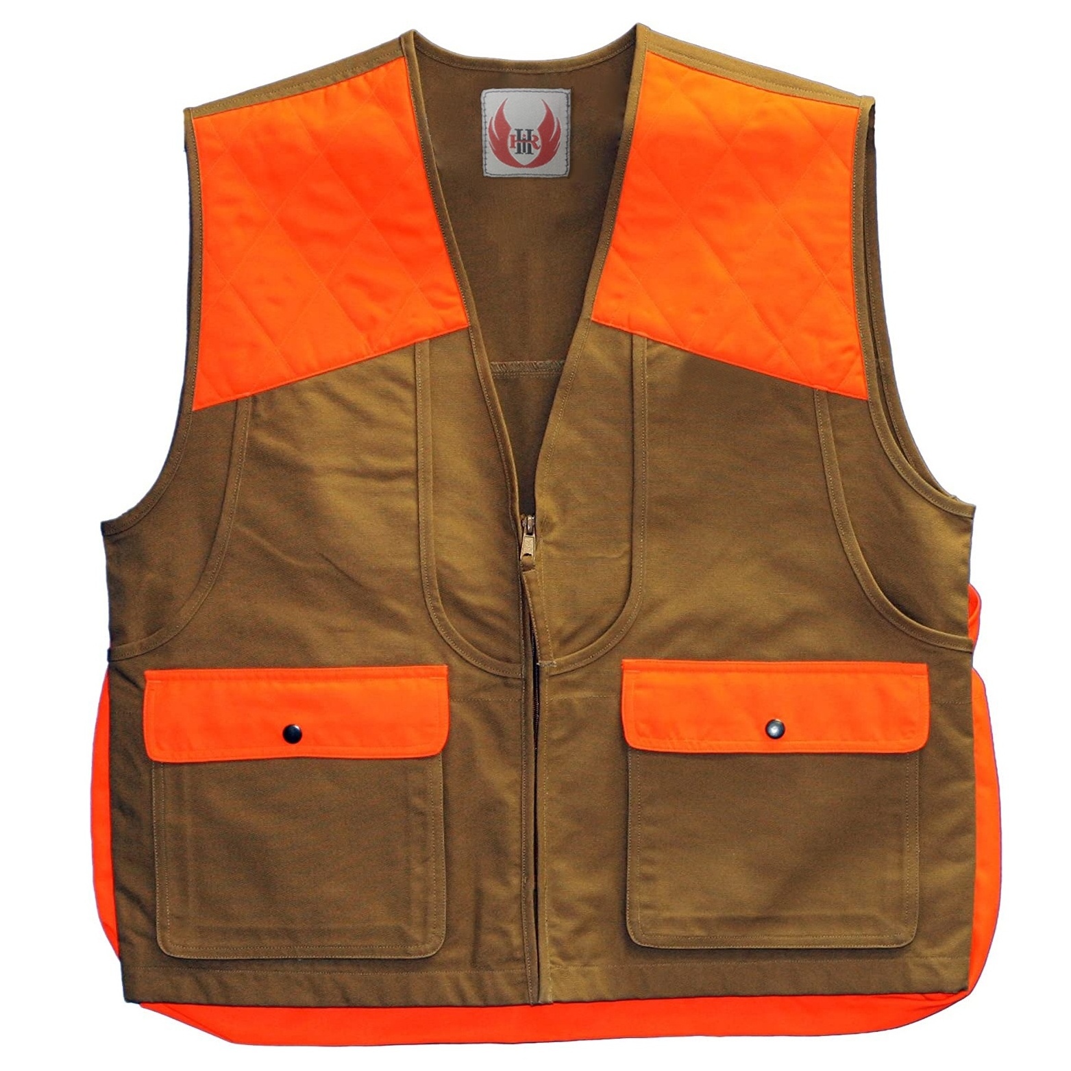 Orange Brown Light And Breathable Fabric Hunting Vest Cartridge Holder Front Pocket Hunting Upland Vest