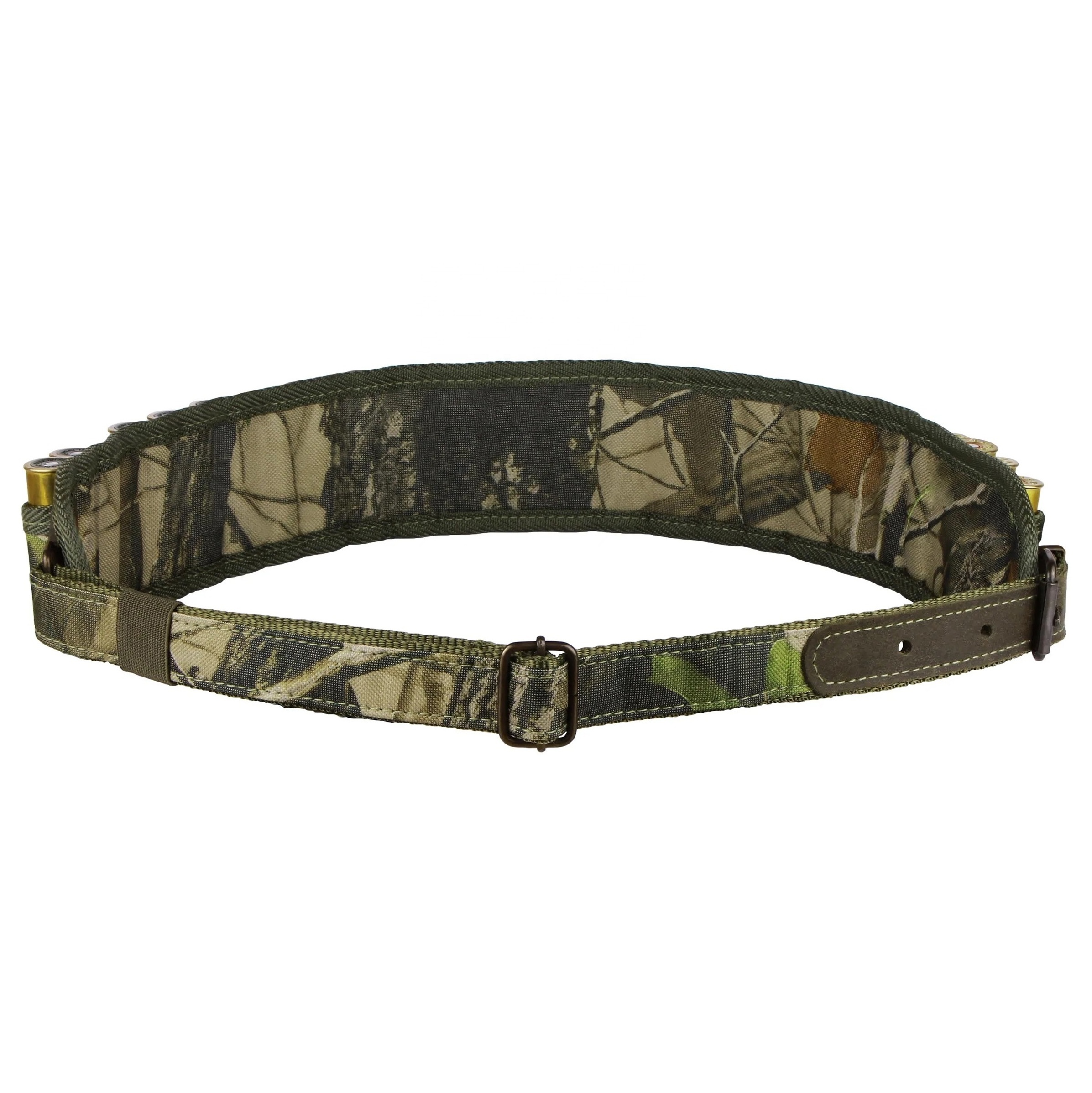 Ammo Holder Belt 12 & 16 Gaug Green Camo Hunting Cartridge Belt High Quality 100% Polyester D600 PVC Cartridge Belt