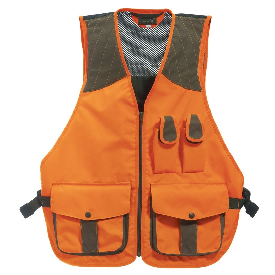 Orange Brown Light And Breathable Fabric Hunting Vest Cartridge Holder Front Pocket Hunting Upland Vest