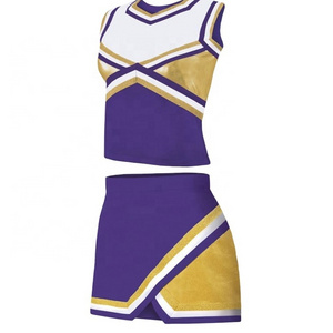 Wholesale Custom Your Style Best Price High School Competition Cheerleading Uniforms OEM Golden Pattern Cheerleader Uniforms