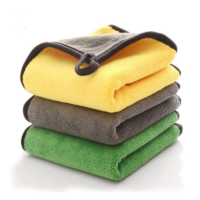 wholesale quick dry microfiber clean towel double side coral fleece towel car cleaning towel with  custom logo