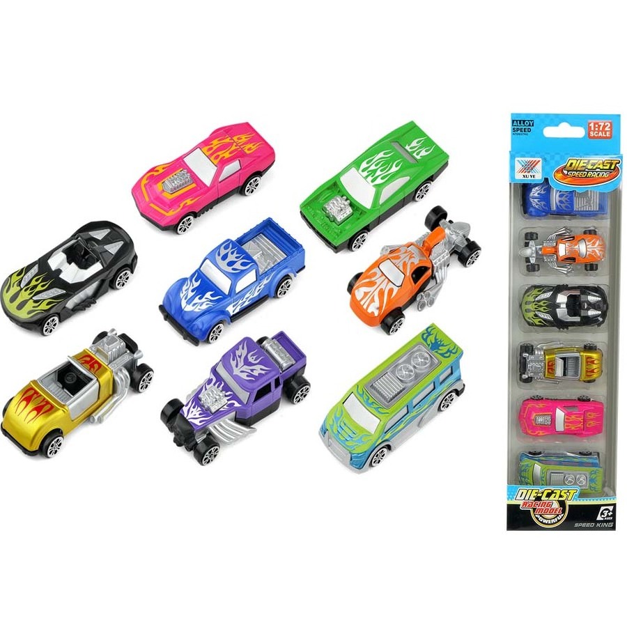 New Design Promotion Alloy Gift Die cast 1/72 Hot Slide Free Wheels Mini Alloy Car Model Toy 6pcs In A Box For Sale