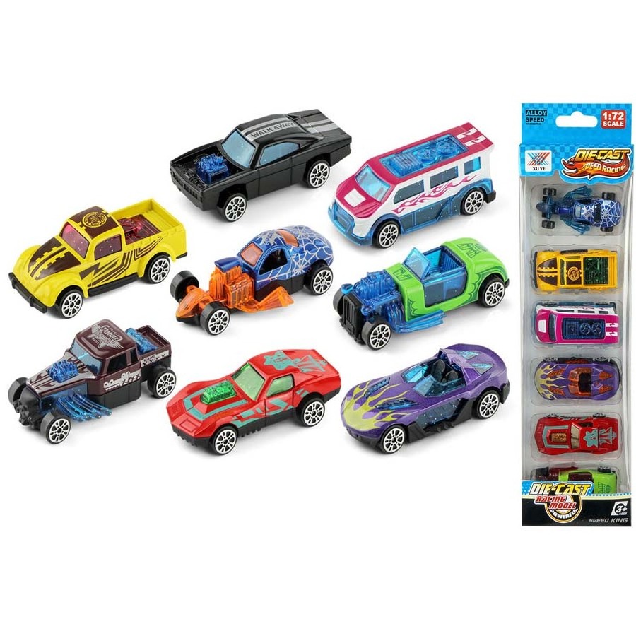 New Design Promotion Alloy Gift Die cast 1/72 Hot Slide Free Wheels Mini Alloy Car Model Toy 6pcs In A Box For Sale