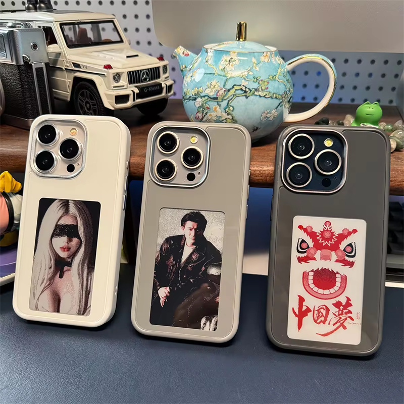 E-ink Screen Phone Case Smart Cover DIY Picture Phone Case For iPhone 15 Pro Max 15 14 13 NFC e-ink cases